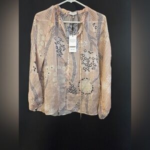 Reiss Striped Beige and Black Blouse